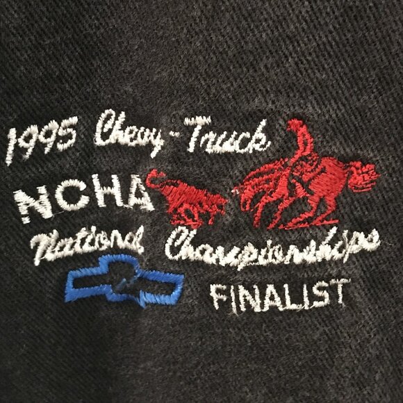 Vintage Jacket Mens XL Black White Chevrolet NCHA Finalist Rodeo Denim 90s - Picture 5 of 11